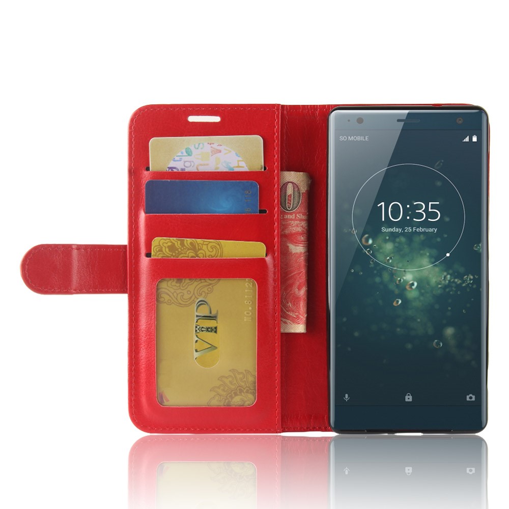 Crazy Horse Magnetic Stand Wallet Leather Mobile Phone Shell for Sony Xperia XZ2 - Red-6