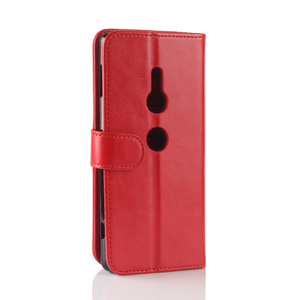 Crazy Horse Stand Magnetic Portefeuille Coffre Mobile Shell Pour Sony Xperia XZ2 - Rouge-8