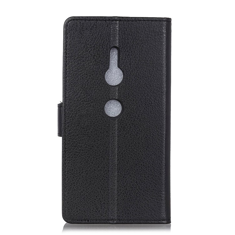 Litchi Skin PU Leather Wallet Stand Phone Case for Sony Xperia XZ2 - Black-5