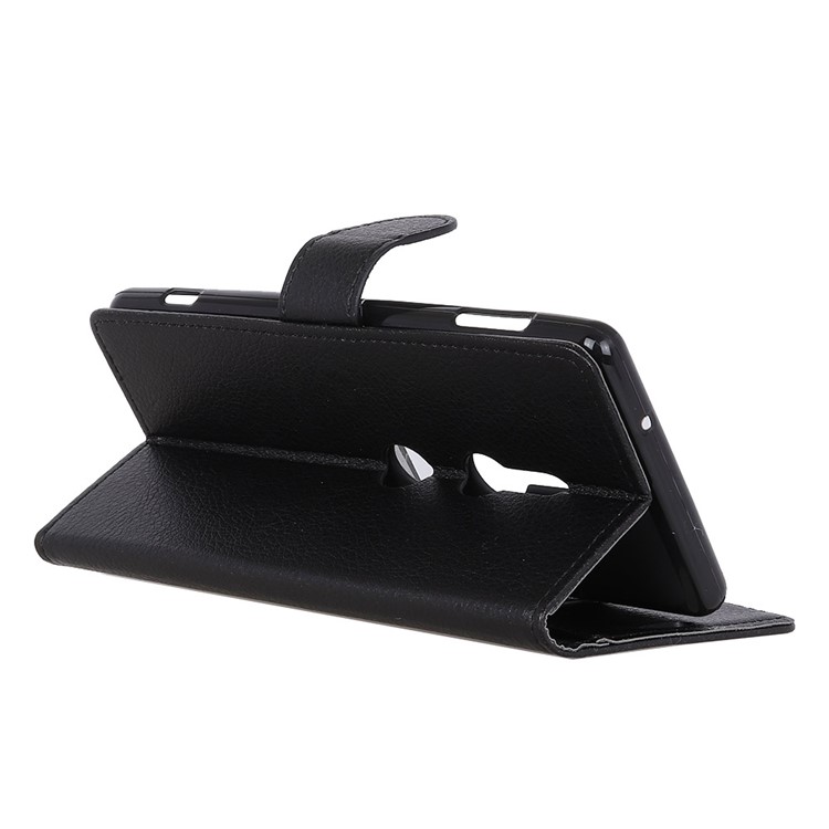 Litchi Skin PU Leather Wallet Stand Phone Case for Sony Xperia XZ2 - Black-7