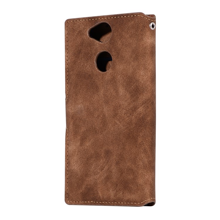 Retrostil Handy Leder Ständer Für Sony Xperia XA2 - Braun-3