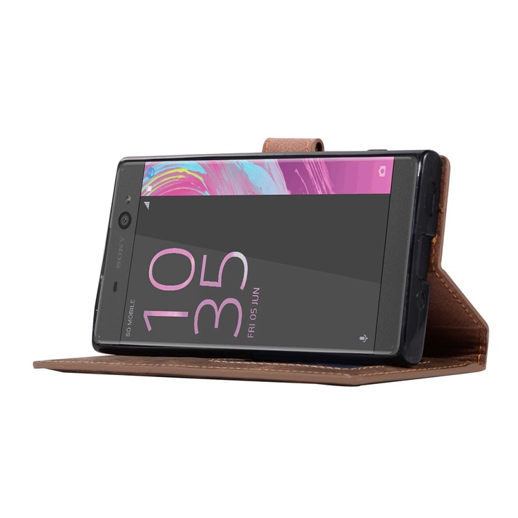 Retrostil Handy Leder Ständer Für Sony Xperia XA2 - Braun-6