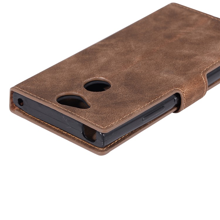 Retrostil Handy Leder Ständer Für Sony Xperia XA2 - Braun-8