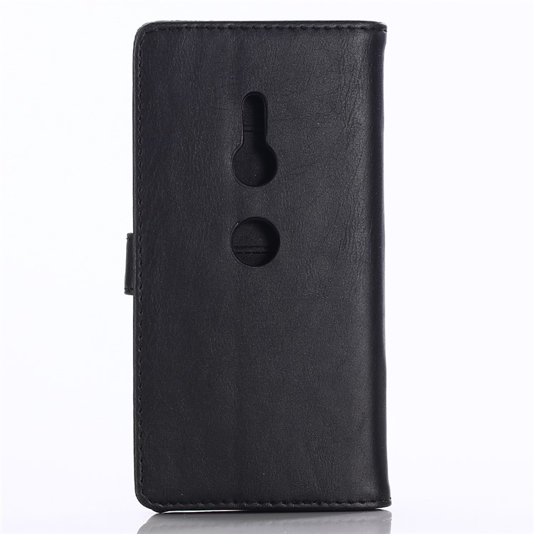 Crazy Horse Texture Retro Style Leather Wallet Stand Case for Sony Xperia XZ2 - Black-3