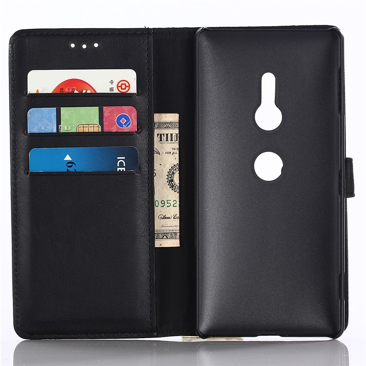 Crazy Horse Texture Retro Style Leather Wallet Stand Case for Sony Xperia XZ2 - Black-4