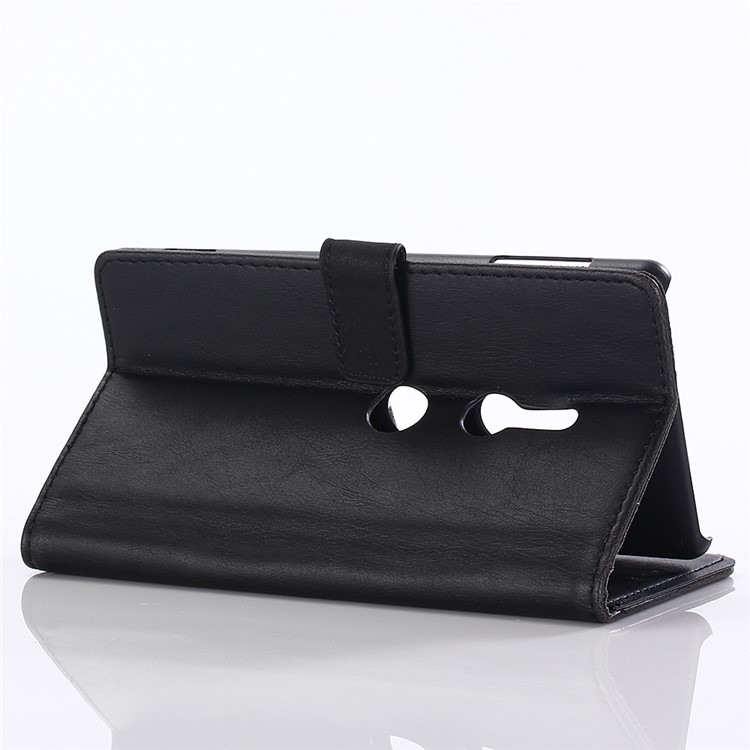 Crazy Horse Texture Retro Style Leather Wallet Stand Case for Sony Xperia XZ2 - Black-5