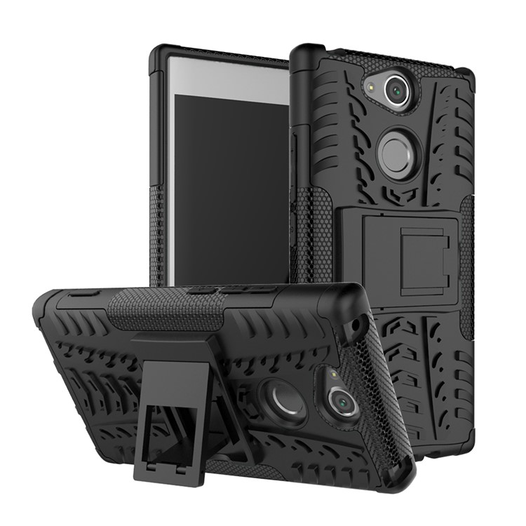 Anti-Rutsch-PC + TPU Hybrid-Koffer Mit Ständer Für Sony Xperia XA2 - Schwarz-1