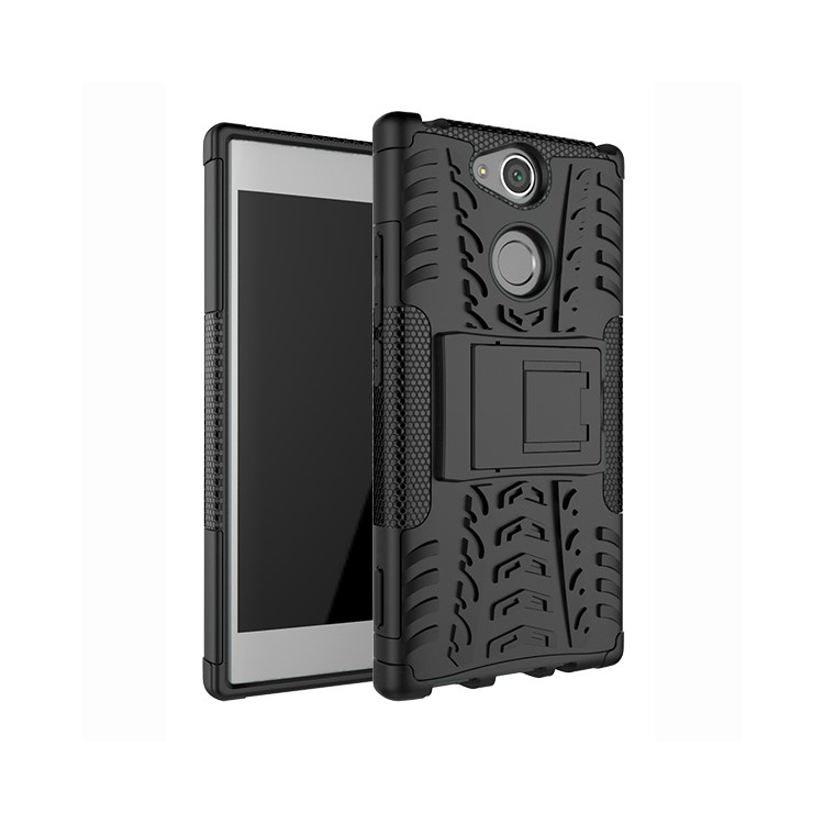 Anti-Rutsch-PC + TPU Hybrid-Koffer Mit Ständer Für Sony Xperia XA2 - Schwarz-10