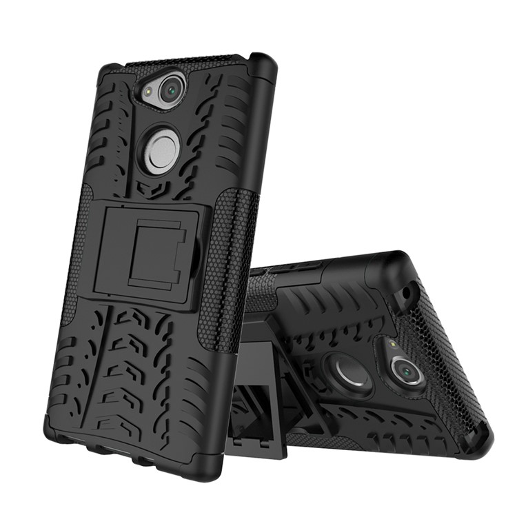 Anti-Rutsch-PC + TPU Hybrid-Koffer Mit Ständer Für Sony Xperia XA2 - Schwarz-2