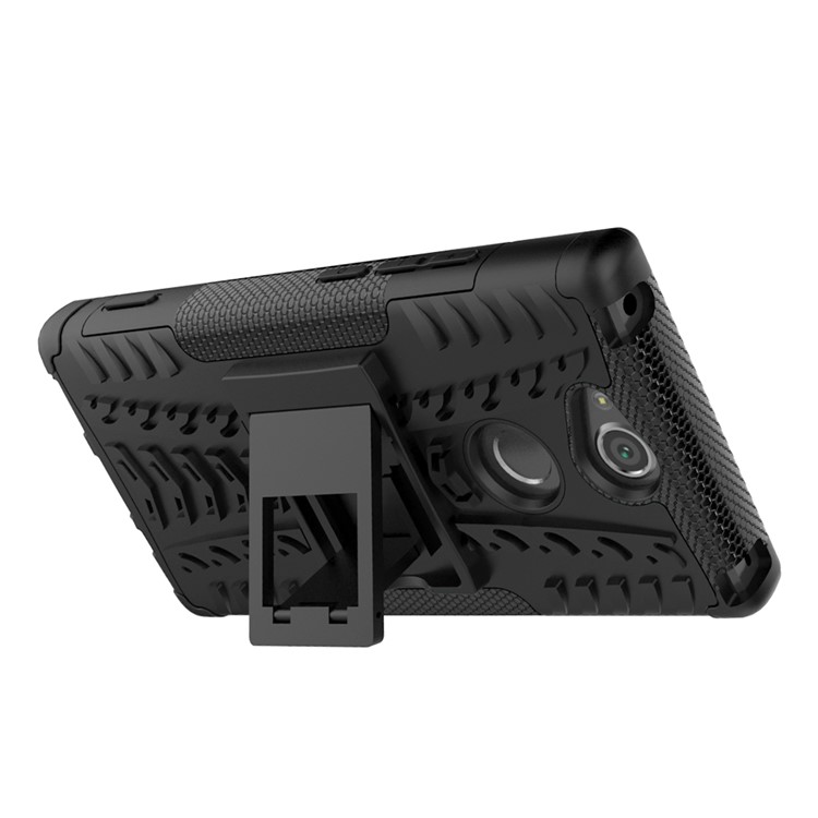 Anti-Rutsch-PC + TPU Hybrid-Koffer Mit Ständer Für Sony Xperia XA2 - Schwarz-4