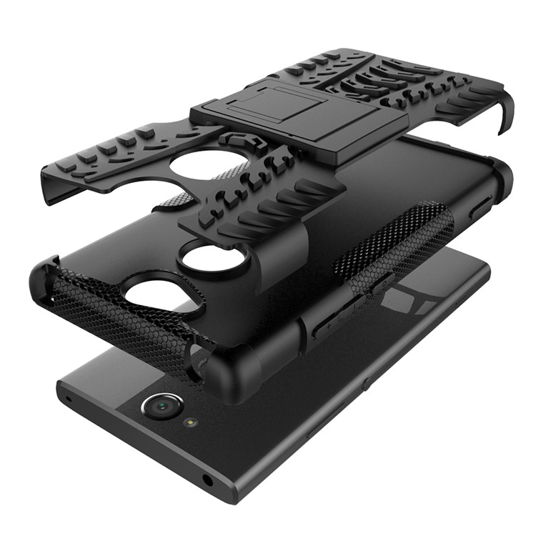 Anti-Rutsch-PC + TPU Hybrid-Koffer Mit Ständer Für Sony Xperia XA2 - Schwarz-5
