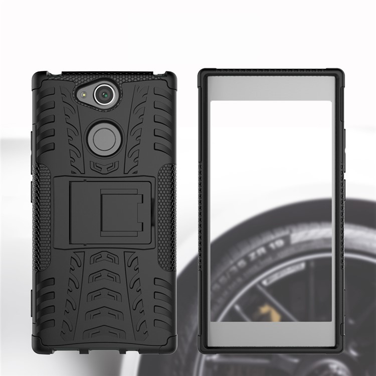 Anti-Rutsch-PC + TPU Hybrid-Koffer Mit Ständer Für Sony Xperia XA2 - Schwarz-9