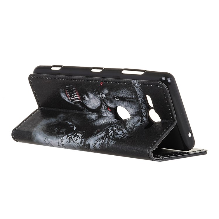 Pattern Printing Leather Wallet Case for Sony Xperia XZ2 Compact - Wolf Pattern-5