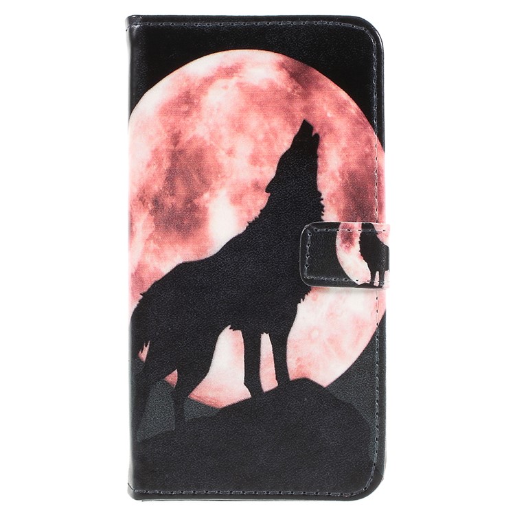 Pattern Printing Leather Card Holder Case for Sony Xperia XZ2 Compact - Wolf Howling at the Moon-3