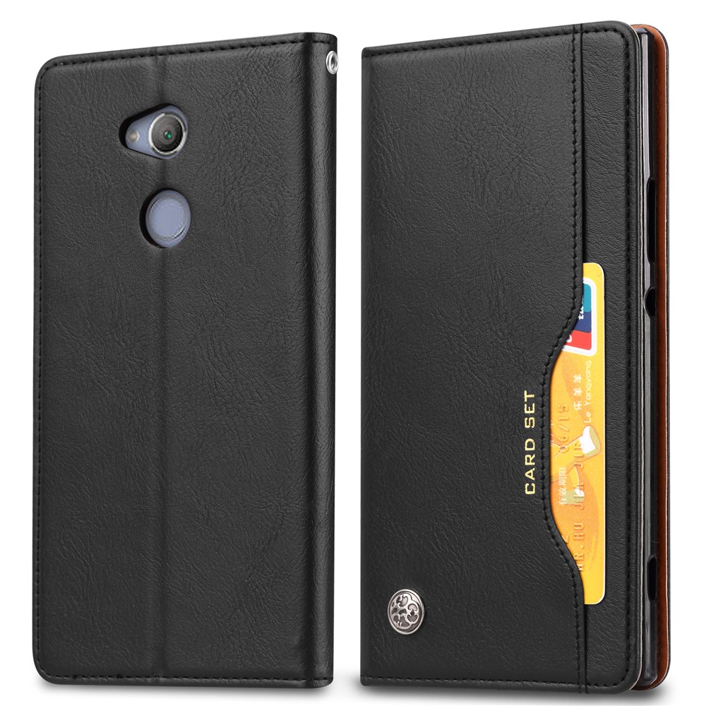 PU-Leder Auto-absorbierte Mappentelefonkasten Für Sony Xperia XA2 - Schwarz-2