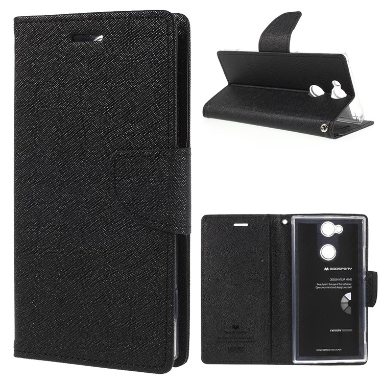 MERCURY GOOSPERY Fancy Flip Leather Wallet Flip Casing for Sony Xperia XA2 - Black-1