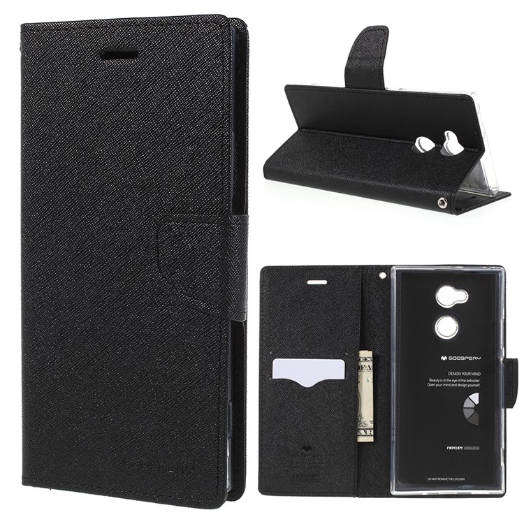 MERCURY GOOSPERY Fancy Flip Leather Wallet Flip Cover for Sony Xperia XA2 Ultra - Black-1