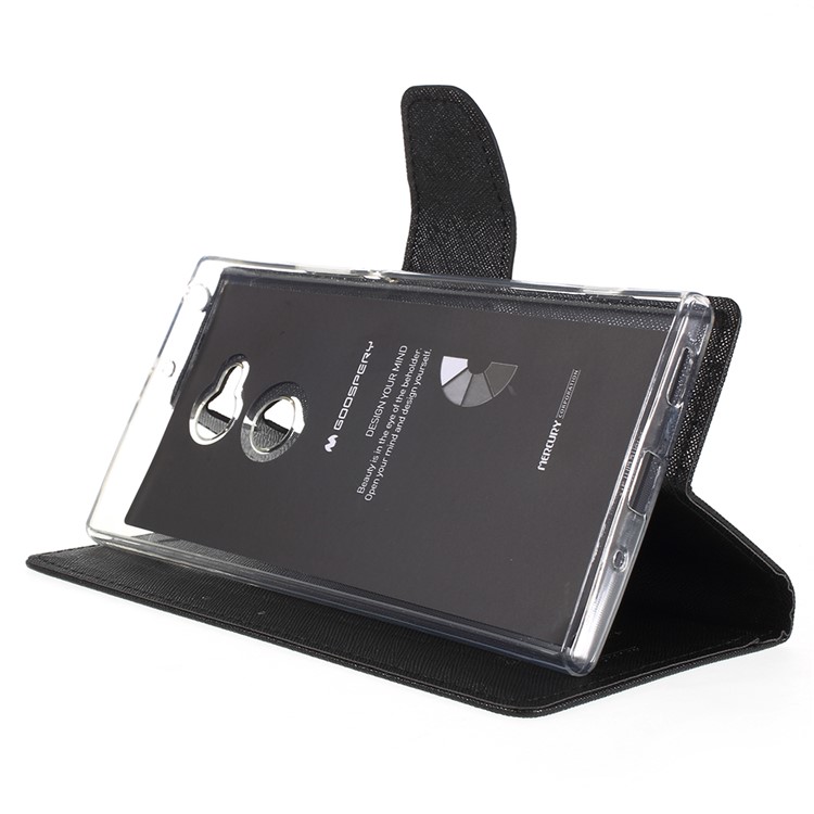 MERCURY GOOSPERY Fancy Flip Leather Wallet Flip Cover for Sony Xperia XA2 Ultra - Black-7