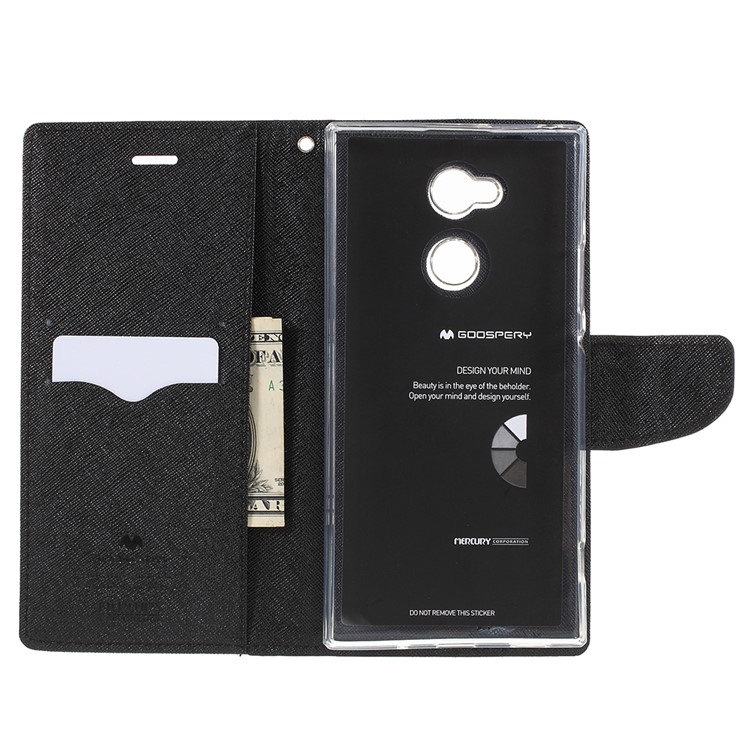 MERCURY GOOSPERY Fancy Flip Leather Wallet Flip Cover for Sony Xperia XA2 Ultra - Black-9