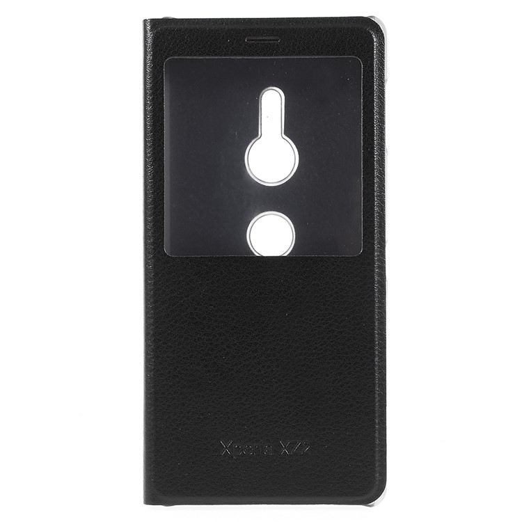 View Window PU Leather Mobile Phone Case for Sony Xperia XZ2 - Black-3