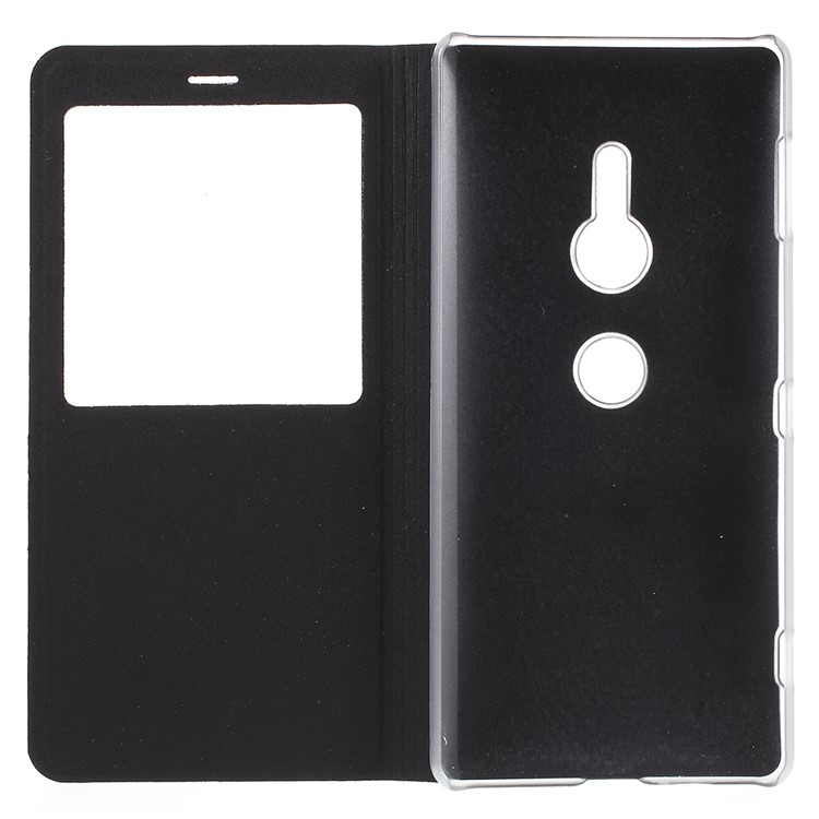 View Window PU Leather Mobile Phone Case for Sony Xperia XZ2 - Black-7