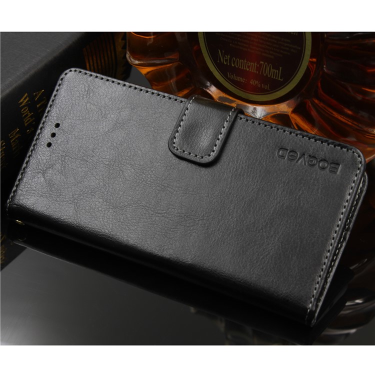 BOGVED Crazy Horse Wallet Leather Mobile Phone Case for Sony Xperia XA2 Ultra - Black-1