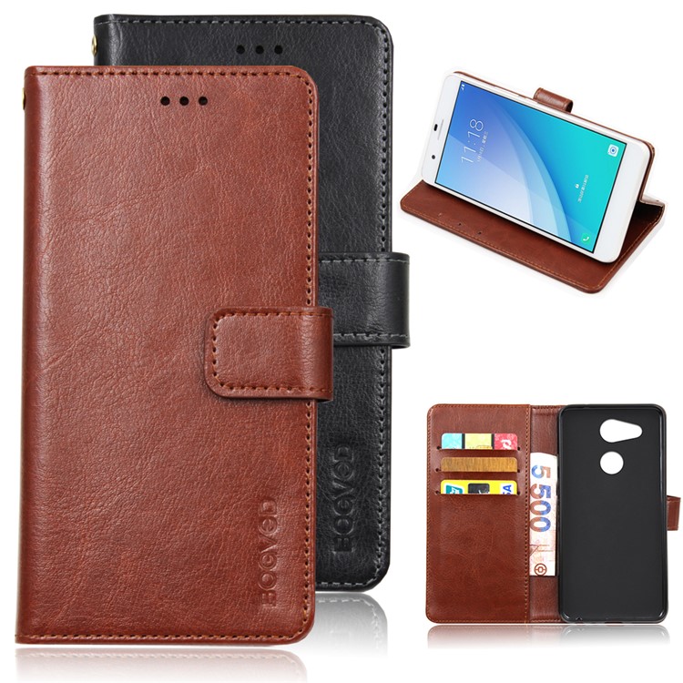 BOGVED Crazy Horse Wallet Leather Mobile Phone Case for Sony Xperia XA2 Ultra - Black-2