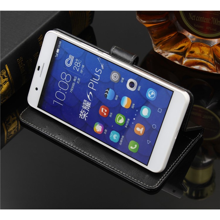 BOGVED Crazy Horse Wallet Leather Mobile Phone Case for Sony Xperia XA2 Ultra - Black-3