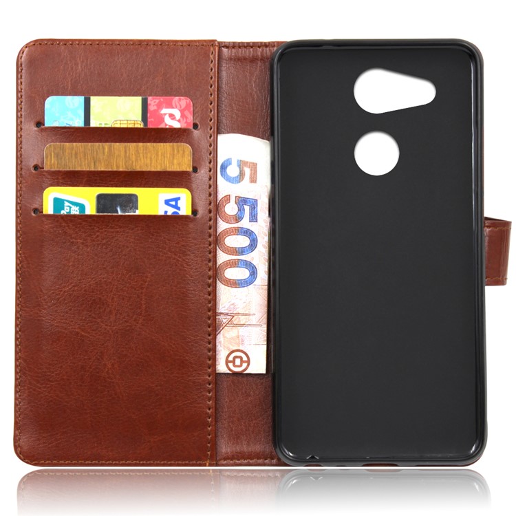 BOGVED Wallet Leather Mobile Phone Cover with Stand for Sony Xperia XA2 - Brown-2