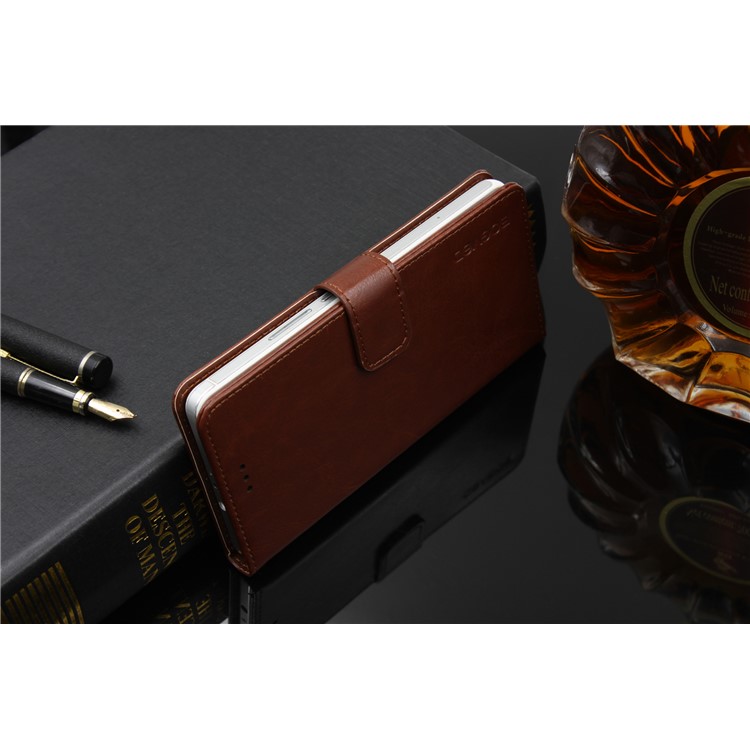 BOGVED Wallet Leather Mobile Phone Cover with Stand for Sony Xperia XA2 - Brown-4