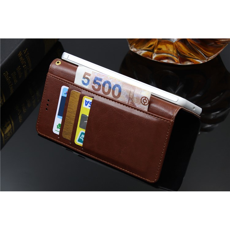 BOGVED Wallet Leather Mobile Phone Cover with Stand for Sony Xperia XA2 - Brown-5