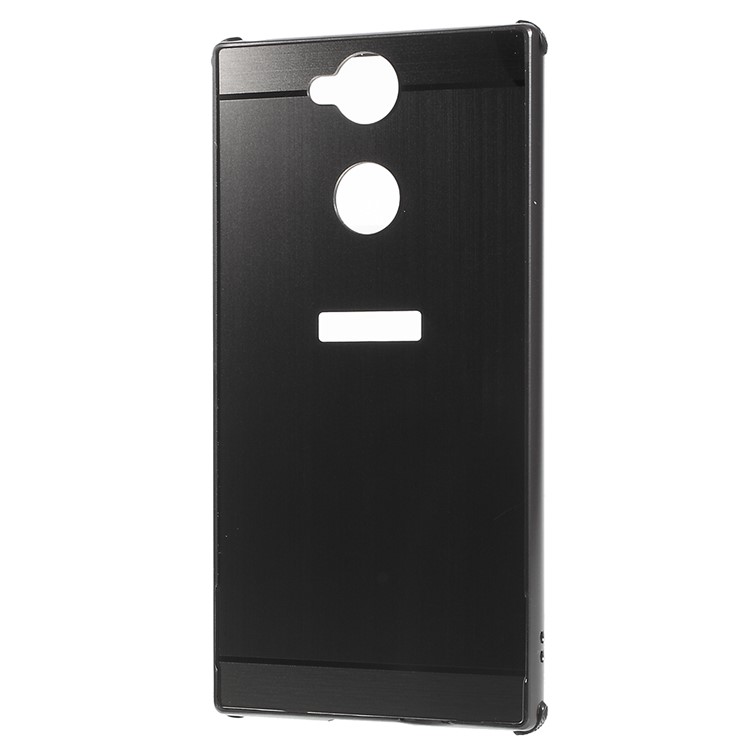 Electroplated Metal Bumper + Brushed PC Back Panel Slide-on Case for Sony Xperia XA2 - Black-2