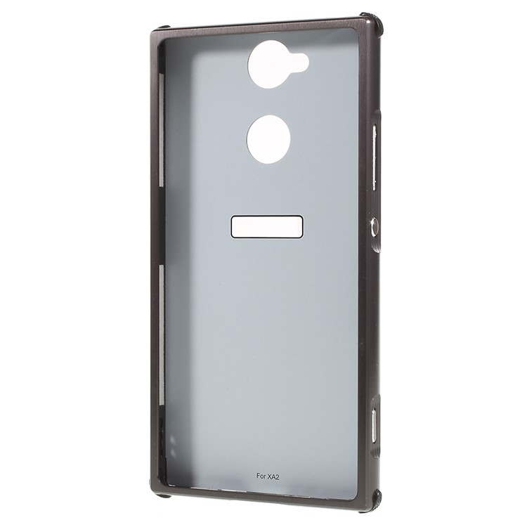Electroplated Metal Bumper + Brushed PC Back Panel Slide-on Case for Sony Xperia XA2 - Black-3
