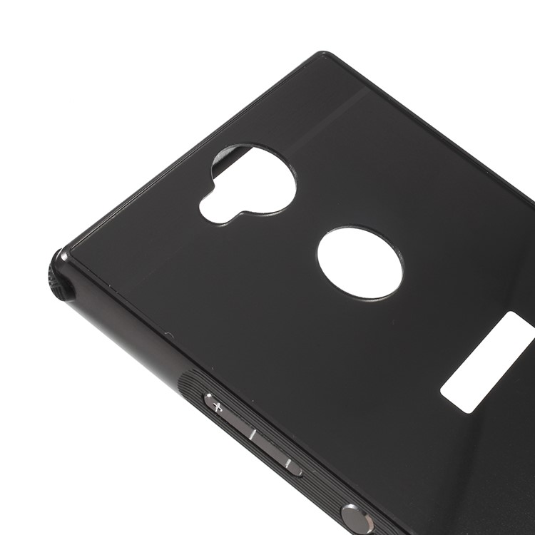 Electroplated Metal Bumper + Brushed PC Back Panel Slide-on Case for Sony Xperia XA2 - Black-4