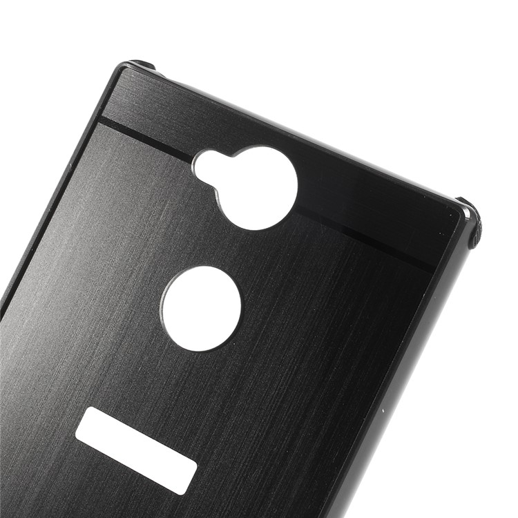 Electroplated Metal Bumper + Brushed PC Back Panel Slide-on Case for Sony Xperia XA2 - Black-6