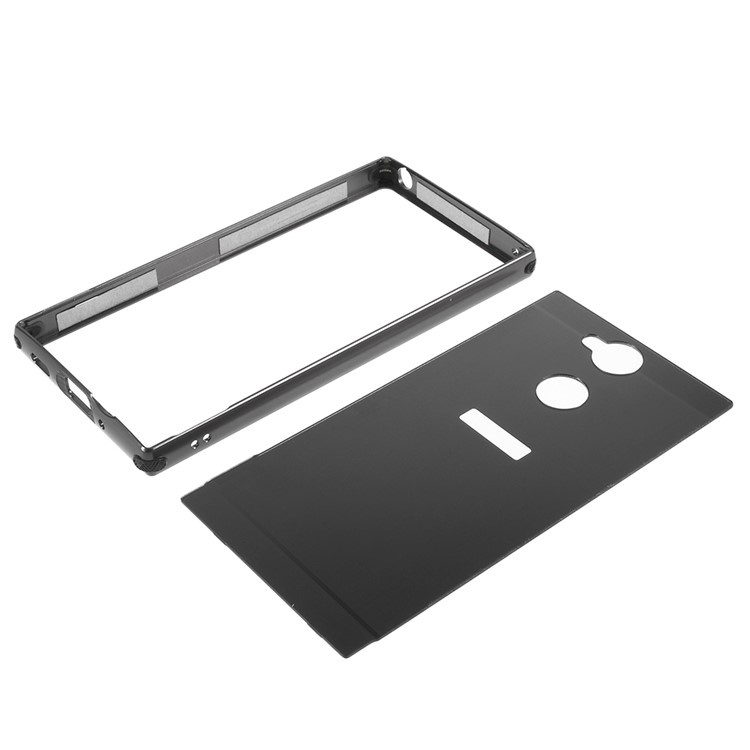 Electroplated Metal Bumper + Brushed PC Back Panel Slide-on Case for Sony Xperia XA2 - Black-8