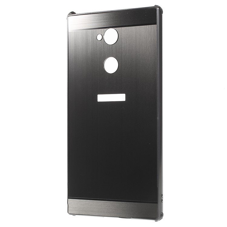 Electroplated Metal Bumper + Brushed PC Back Panel Slide-on Case for Sony Xperia XA2 Ultra - Black-2