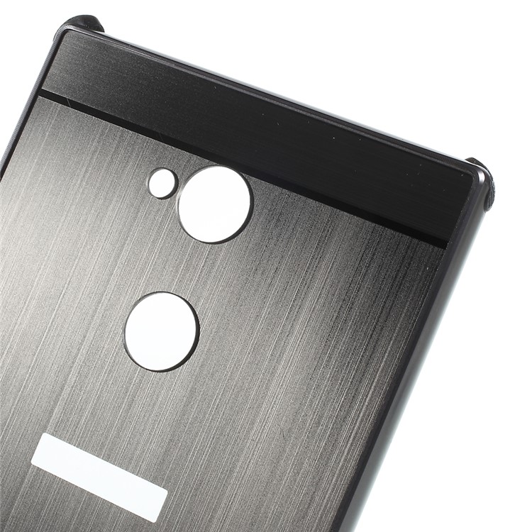 Electroplated Metal Bumper + Brushed PC Back Panel Slide-on Case for Sony Xperia XA2 Ultra - Black-4