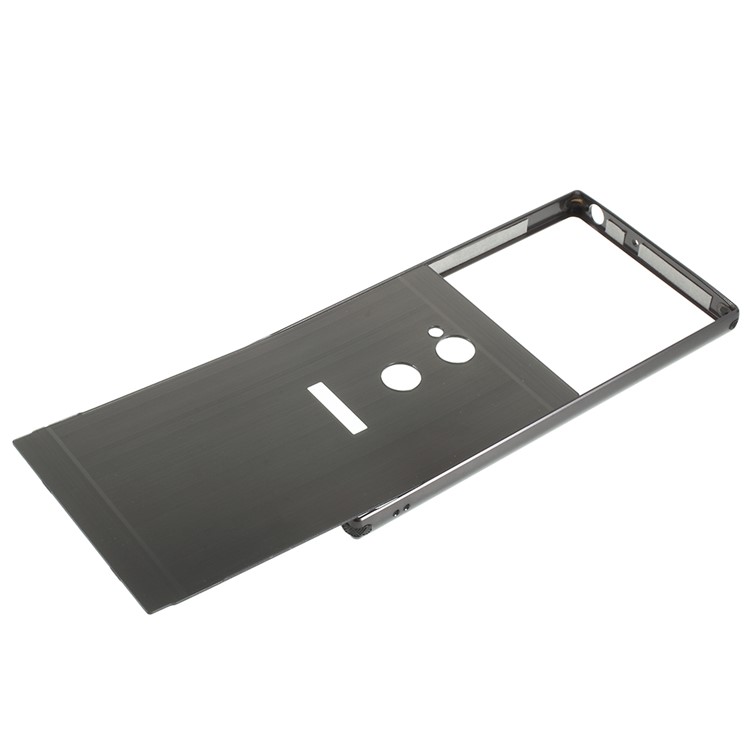 Electroplated Metal Bumper + Brushed PC Back Panel Slide-on Case for Sony Xperia XA2 Ultra - Black-6