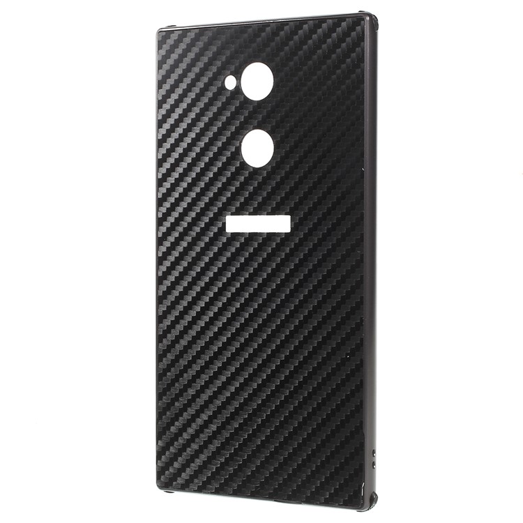 Electroplated Metal Bumper + Carbon Fiber PC Back Panel Slide-on Case for Sony Xperia XA2 Ultra - Black-2