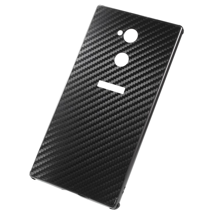 Electroplated Metal Bumper + Carbon Fiber PC Back Panel Slide-on Case for Sony Xperia XA2 Ultra - Black-4