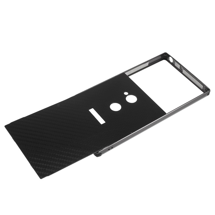 Electroplated Metal Bumper + Carbon Fiber PC Back Panel Slide-on Case for Sony Xperia XA2 Ultra - Black-7