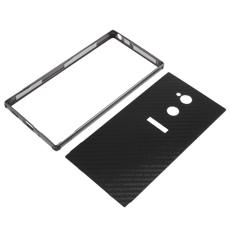 Electroplated Metal Bumper + Carbon Fiber PC Back Panel Slide-on Case for Sony Xperia XA2 Ultra - Black-8