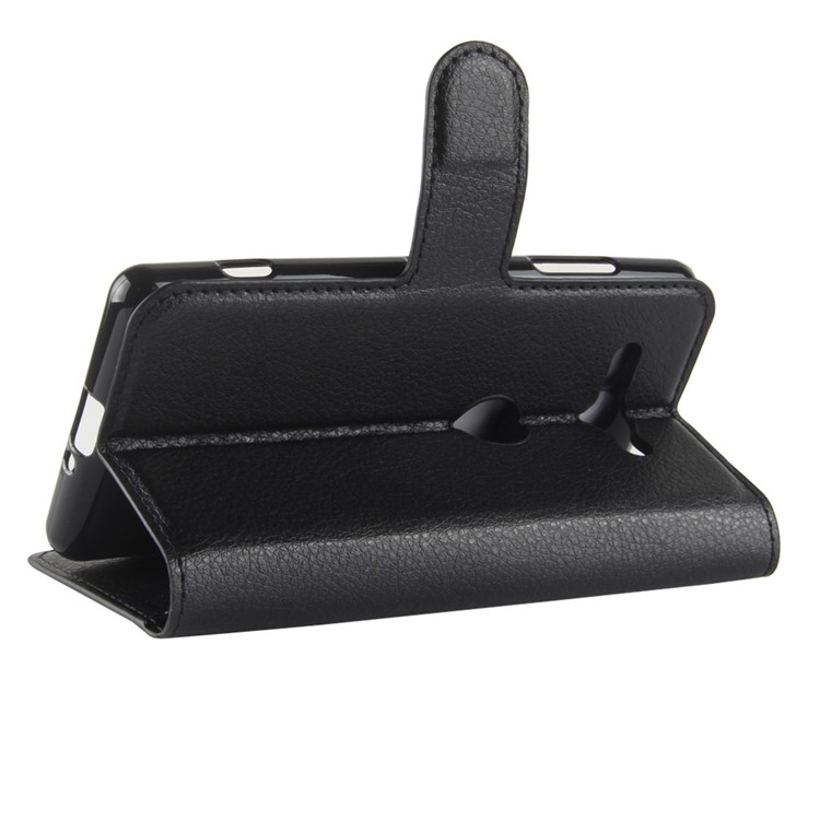 100Pcs/Set Litchi Grain Wallet Stand Leather Case for Sony Xperia XZ2 Compact - Black-5