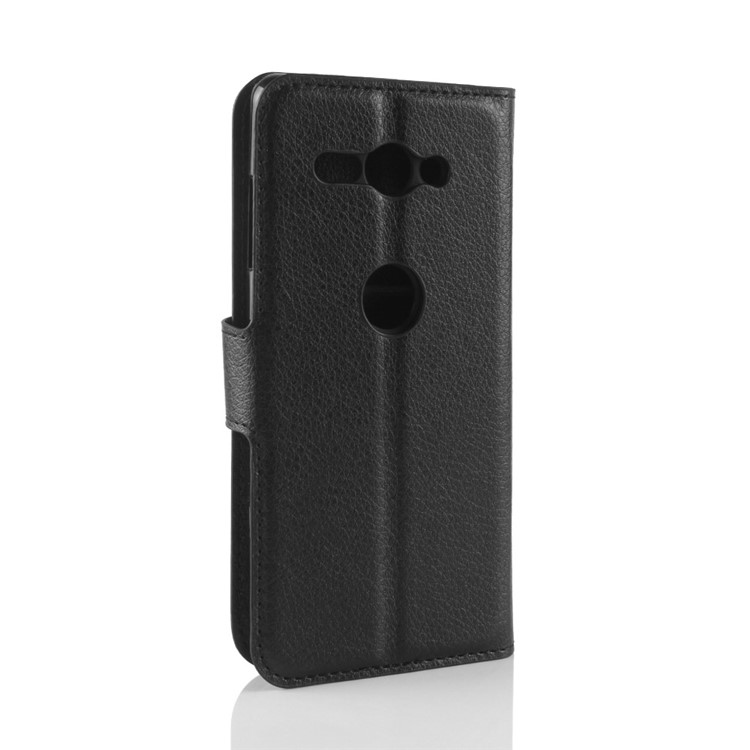 100Pcs/Set Litchi Grain Wallet Stand Leather Case for Sony Xperia XZ2 Compact - Black-6