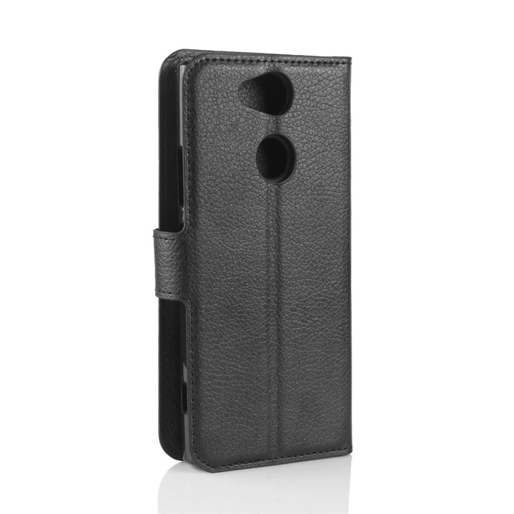 100Pcs/Set Litchi Grain Wallet Stand Leather Case for Sony Xperia XA2 - Black-6
