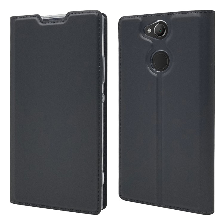 Magnetic Adsorption Leather Card Holder Case for Sony Xperia XA2 - Black-1
