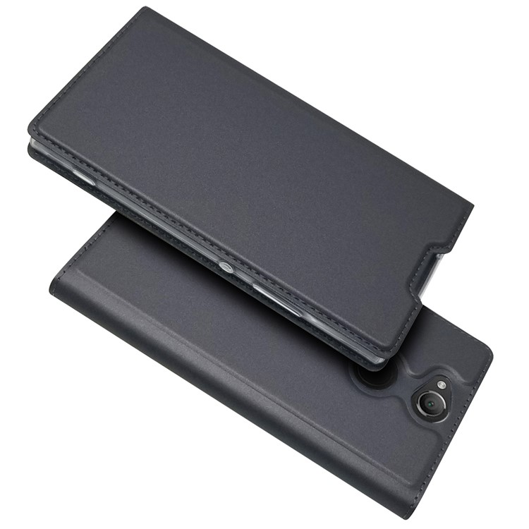 Magnetic Adsorption Leather Card Holder Case for Sony Xperia XA2 - Black-2