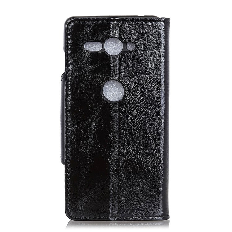 Textured PU Leather Wallet Stand Phone Case for Sony Xperia XZ2 Compact - Black-3