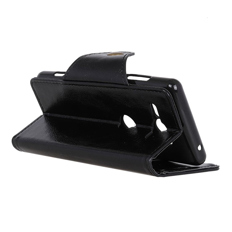 Textured PU Leather Wallet Stand Phone Case for Sony Xperia XZ2 Compact - Black-6